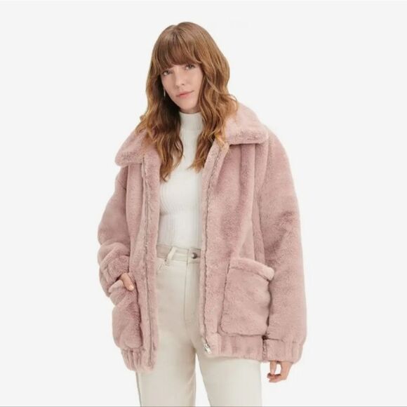 UGG KIANNA FAUX FUR JACKET IN FAWN